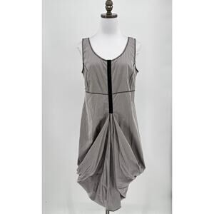 Porto SF Gray Draped Front Scoop Neck Sleeveless Midi Lagenlook Dress